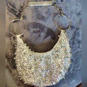 Evening bad with silver metal accents